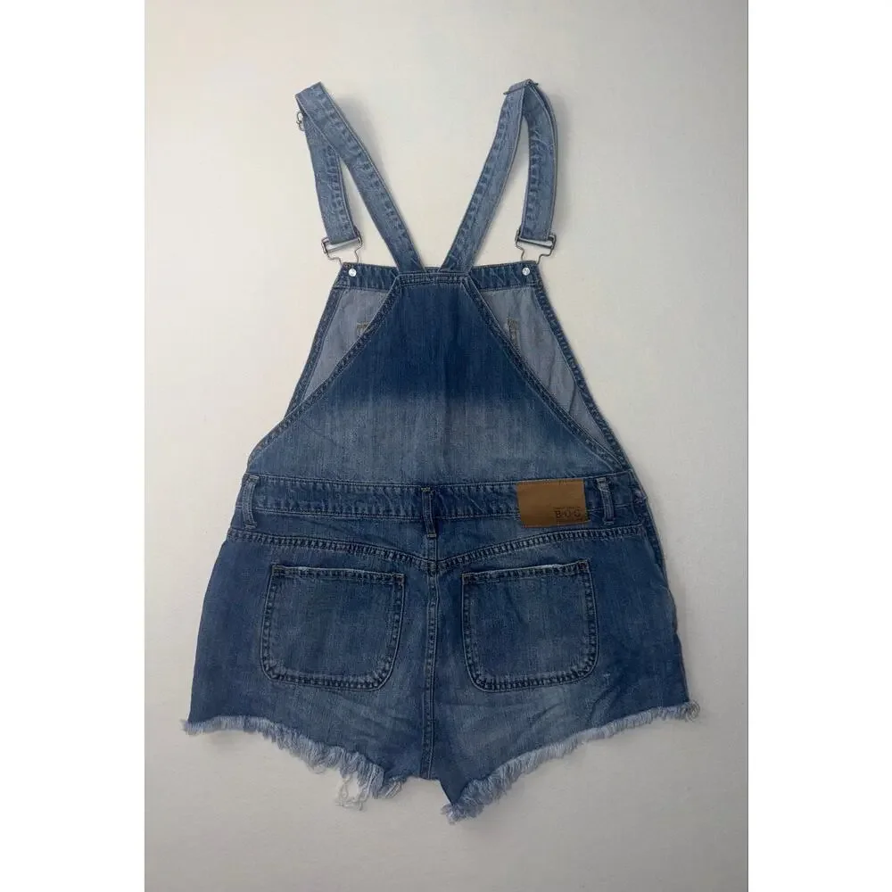 Band of gypsies women’s distressed jeans short overalls